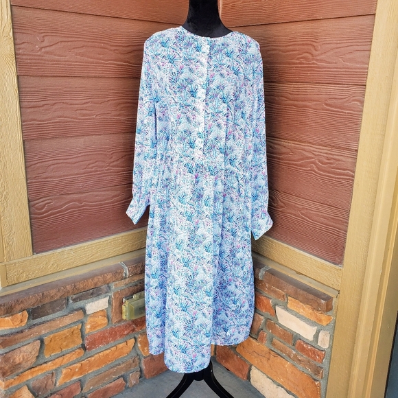 NWT Simply Southern Blue and Pink Multicolor Semisheer Buttontop Coverup Dress - Picture 16 of 16